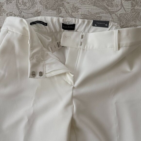 SIZE 14W TALBOTS WHITE HAMPSHIRE ANKLE PANT BRAND NEW WITH TAGS. FULLY LINED - Picture 2 of 12